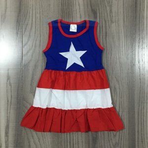 4th of July Girls Boutique Sleeveless Tiered Star Dress